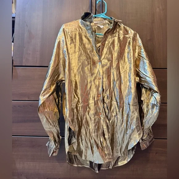 Vintage Marc D’Alcy Paris Metallic Gold Blouse - Picture 2 of 11